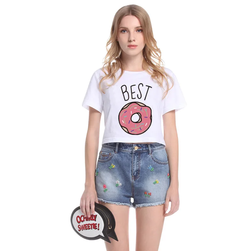 2016-Hot-Summer-Women-T-shirt-Funny-Best-Friends-T-Shirt-Donut-And-Coffee-Duo
