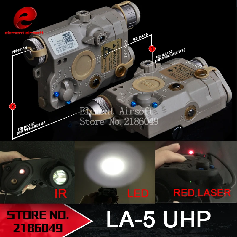 

Element EX396 PEG-IS LA-SC UHP APPEARANCE VER Battery Case with Red Laser IR Lens LED Flashlight Airsoft Laser for Shooting Game