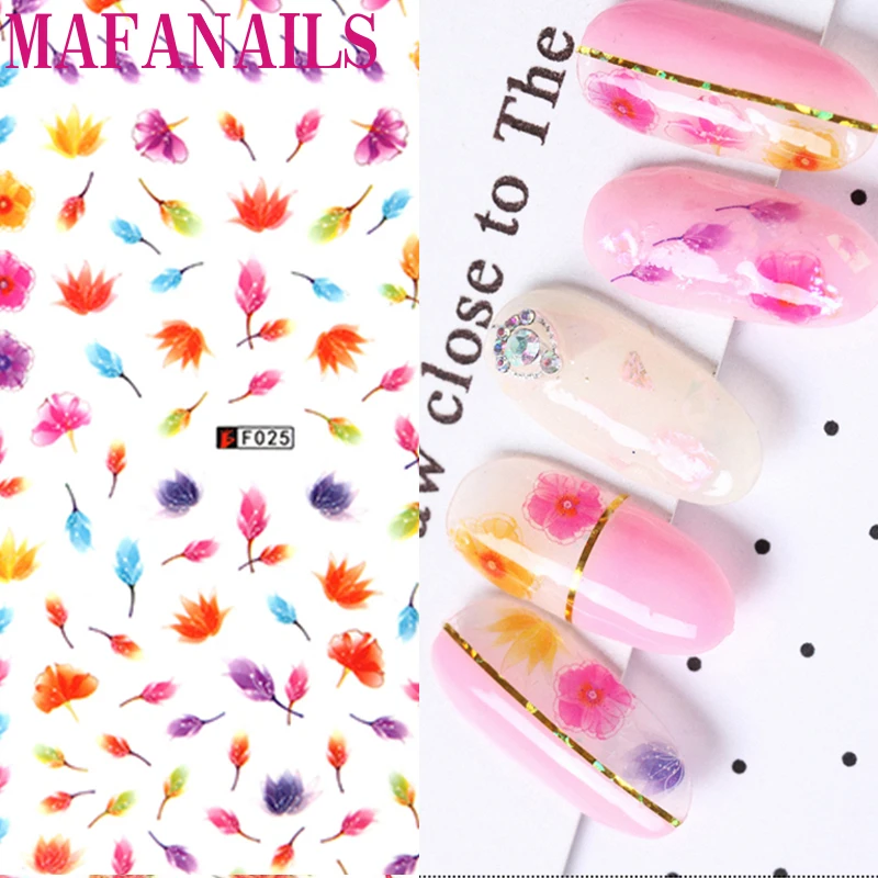 

Sticker Nail 3D Decals Multi Color Flowers Designer Nails Decoration Full Cover Autumn Floral Flower Adhesive 3D Nail Sticker