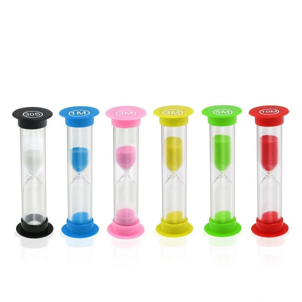 

6pcs Hourglass Kids Gift Desktop Gaming Exercising Sand Timer Set Clock Sandglass Shower Portable Accessories Watch Random Color
