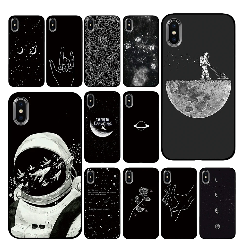 

Black and white aesthetic Black TPU Luxury Cases Cover For Apple iPhone 5 5S SE 6 6s 7 8 Plus X XS Max XR