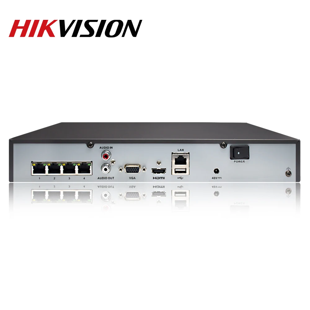  ¡Hikvision Original DS-7604NI-K1/4 P 4CH POE integrado Plug Play 4K PoE NVR para cámara IP Sistema 