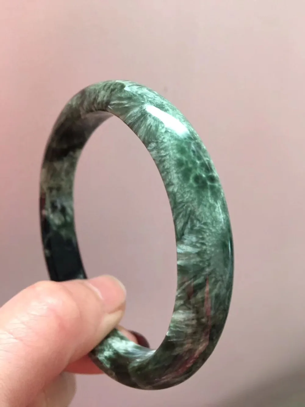 

Genuine Natural Green Seraphinite Gemstone Charm Healing Bangle Bracelet Inner Diameter 59mm Reiki Stone AAAAA Certificate