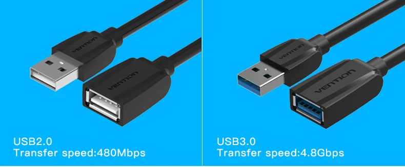 Кабель Vention USB 3,0, Суперскоростной USB кабель-удлинитель 2,0 «Папа-мама», 0,5 м, 1 м, 2 м, 3 м, USB кабель-удлинитель для передачи данных и синхронизации