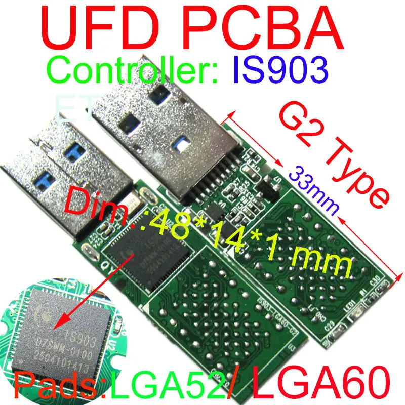 Лучшее качество USB флэш-накопитель PCBA, LGA60/LGA52 двойные колодки, IS903 контроллер USB3.0 PCBA с чехлами, DIY UFD наборы