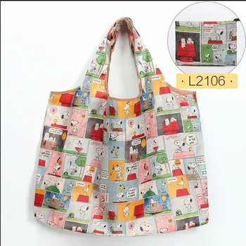 

2019 Japanese cartoon folding portable bag tote bag waterproof large capacity supermarket storage shopping bags