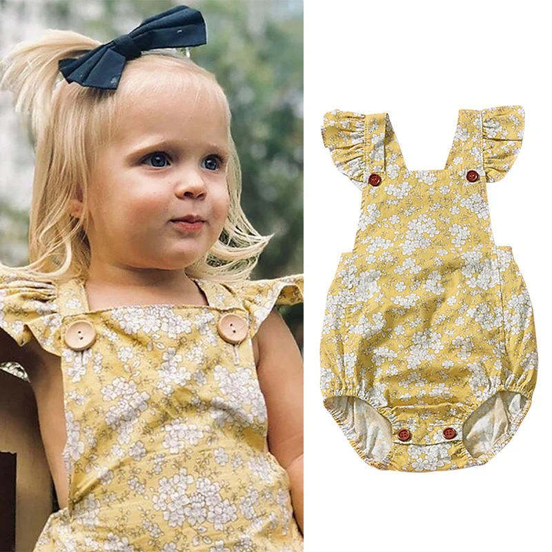 

2019 Summer Flower Baby Girls Clothing Newborn Baby Girl Floral Rompers Sleeveless Jumpsuit Playsuit Summer Baby Girls Clothes