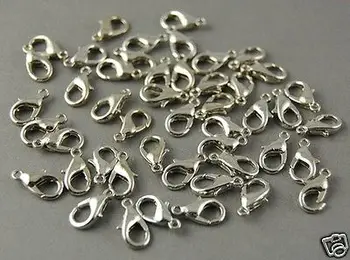 

Factory/300 pcs Rhodium Lobster Clasp Claw 12x6mm accessory Metal Bracelet Necklace Jewelry Findings