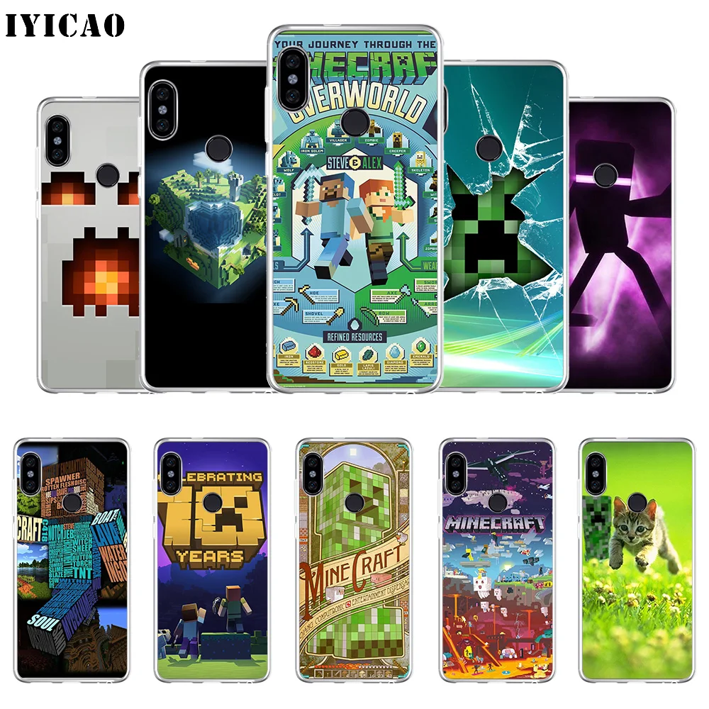 

IYICAO Minecraft World game Soft Silicone Phone Case for Xiaomi Mi 9 8 SE Mi 6 Mi A1 A2 Lite F1 MIX2S MIX3 TPU Cover