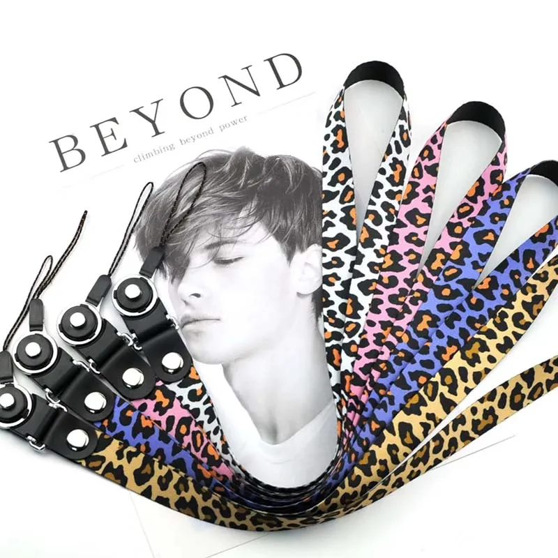 Universal Leopard Mini Hand Wrist Stripe Mobile Phone Lanyard Strap Ribbon for iPhone Samsung Cellphone Accessory Keychain Cords