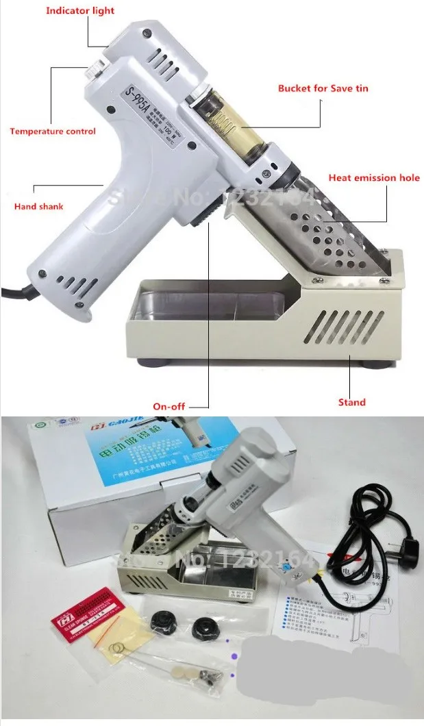 Электрический вакуумный насос для распайки Электрический Всасывающий оловянный пистолет 110 В/220 В 90 Вт De-паяльник Электрический паяльник S-993A
