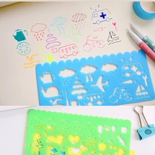 4pcs Korea Stationery Candy Color Ruler Oppssed Drawing Template Office Painting Supplies