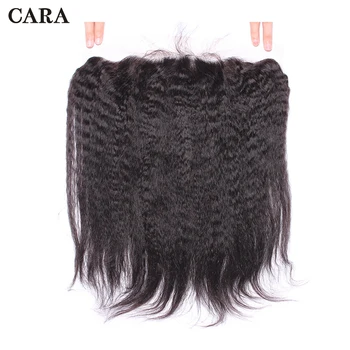 

Kinky Straight Hair Silk Base Lace Frontal Closure 13x4 Brazilian Virgin Hair 100% Human Hair Lace Frontal Bleached Knots CARA