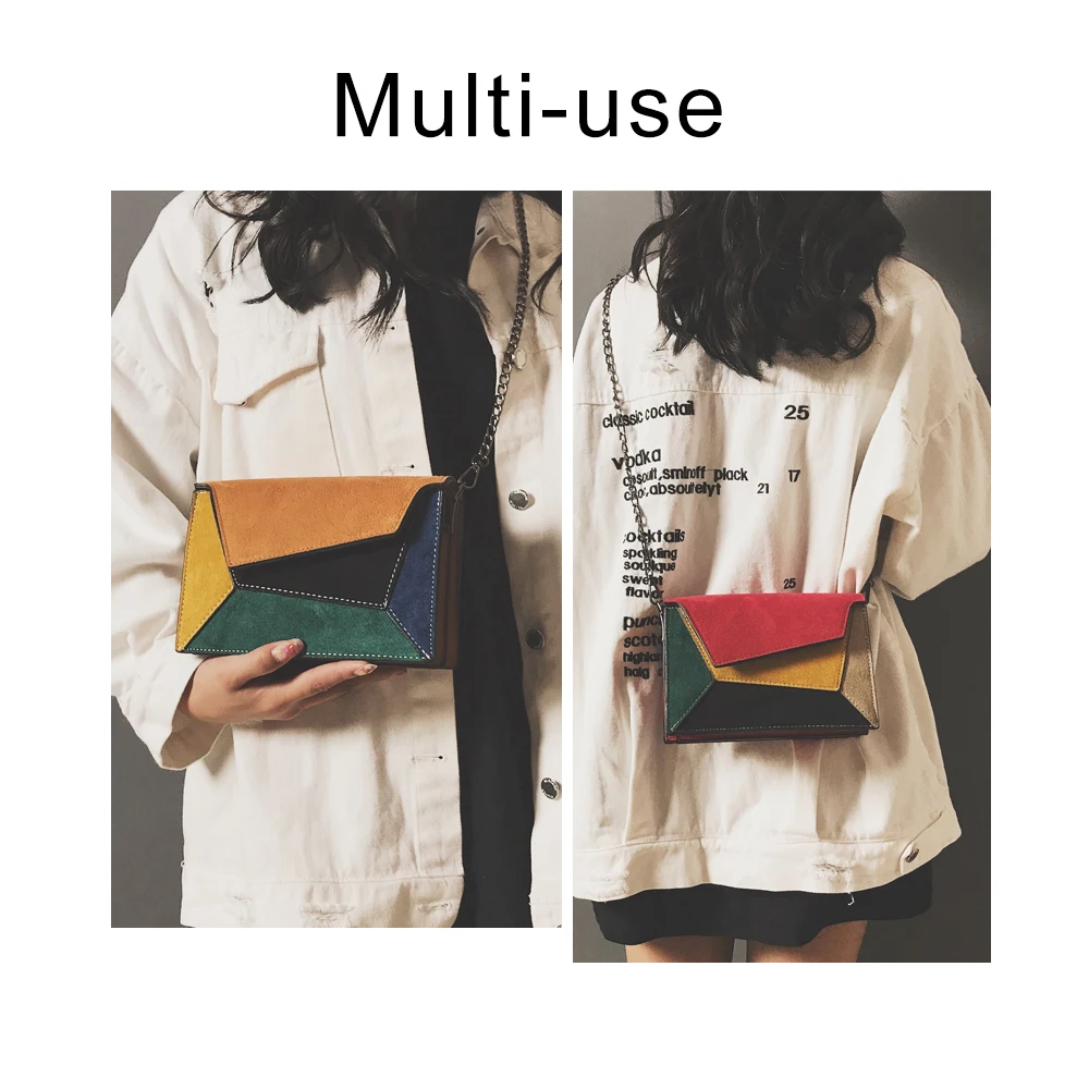  Herald Fashion Quality Leather Patchwork Women Messenger Bag Female Chain Strap Shoulder Bag Small  - 32921156118