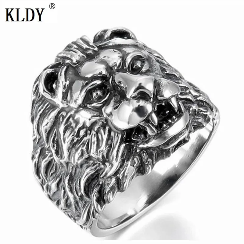 KLDY خمر الأسد حلقة الرجال القوطية السائق الفضة لهجة الفولاذ المقاوم للصدأ الذهبي خاتم الذهب الأسد الحيوان فايكنغ مجوهرات جديد وصول 2018 KLDY خمر الأسد حلقة الرجال القوطية السائق الفضة لهجة الفولاذ المقاوم للصدأ الذهبي خاتم الذهب الأسد الحيوان فايكنغ مجوهرات جديد وصول 2018