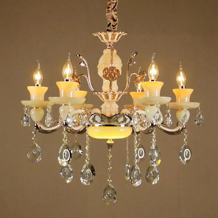 

2016 new 6 head imitation jade crystal pendant lamp E 14 European style living room lighting