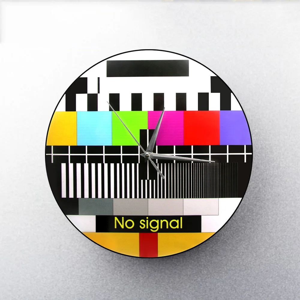Ретро ТВ цветной тестовый Экран настенные часы фоновая Регулировка сигнала настенные часы украшение нет сигнала ТВ деревянные настенные часы