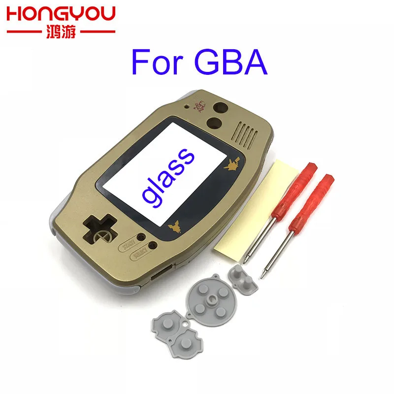 Для Gameboy Advance Shell полный корпус оболочка корпуса для Nintendo GBA Корпус чехол - Цвет: gold glass lens