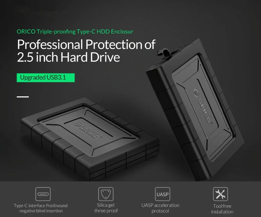 Goedkoop Orico Hdd Case 2.5 Inch Sata Naar Usb 3.1 Gen2 Schokbestendig Vochtbestendig Stofdicht Type C Harde Schijf Box Externe hdd Behuizing