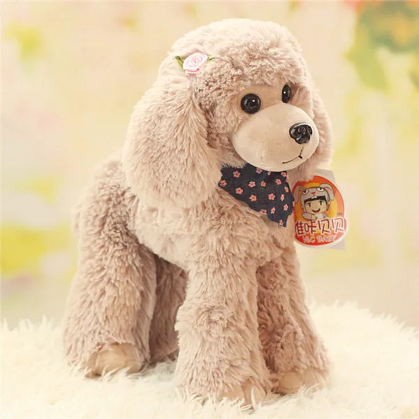 Cute Dog plush toys Poodle Bichon Frise puppy stuffed warm animal toys - Camel 1