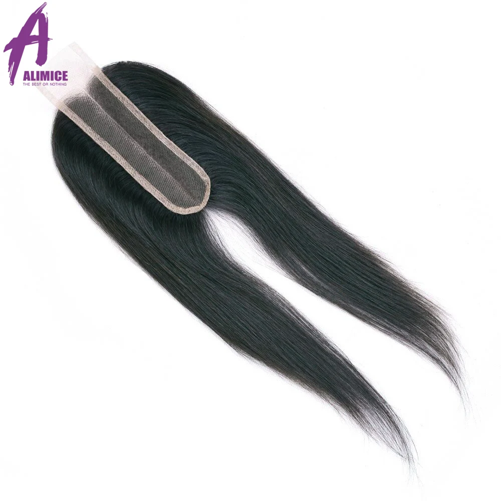 ALIMICE Hair Middle Part 26 Lace Closure Indian Straight Straight Closure Non Remy Human Hair Closure Natural Color 6-18 inch (16)