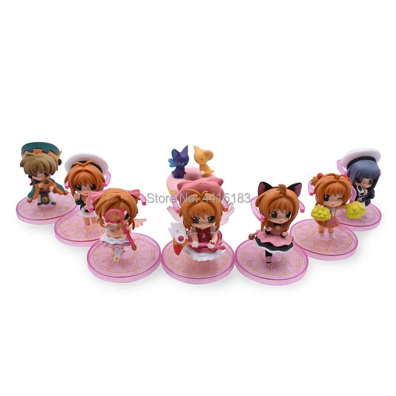 8 pcs/set Anime Card Captor Syaoran Kinomoto Daidouji PVC Action Figure Doll Collectible Model Toy Christmas Gift For Children