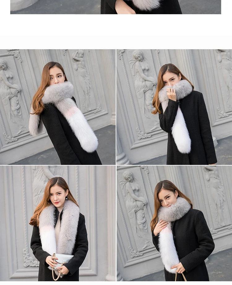 Роскошный шарф из натурального Лисьего меха, настоящий шарф из лисьего ...