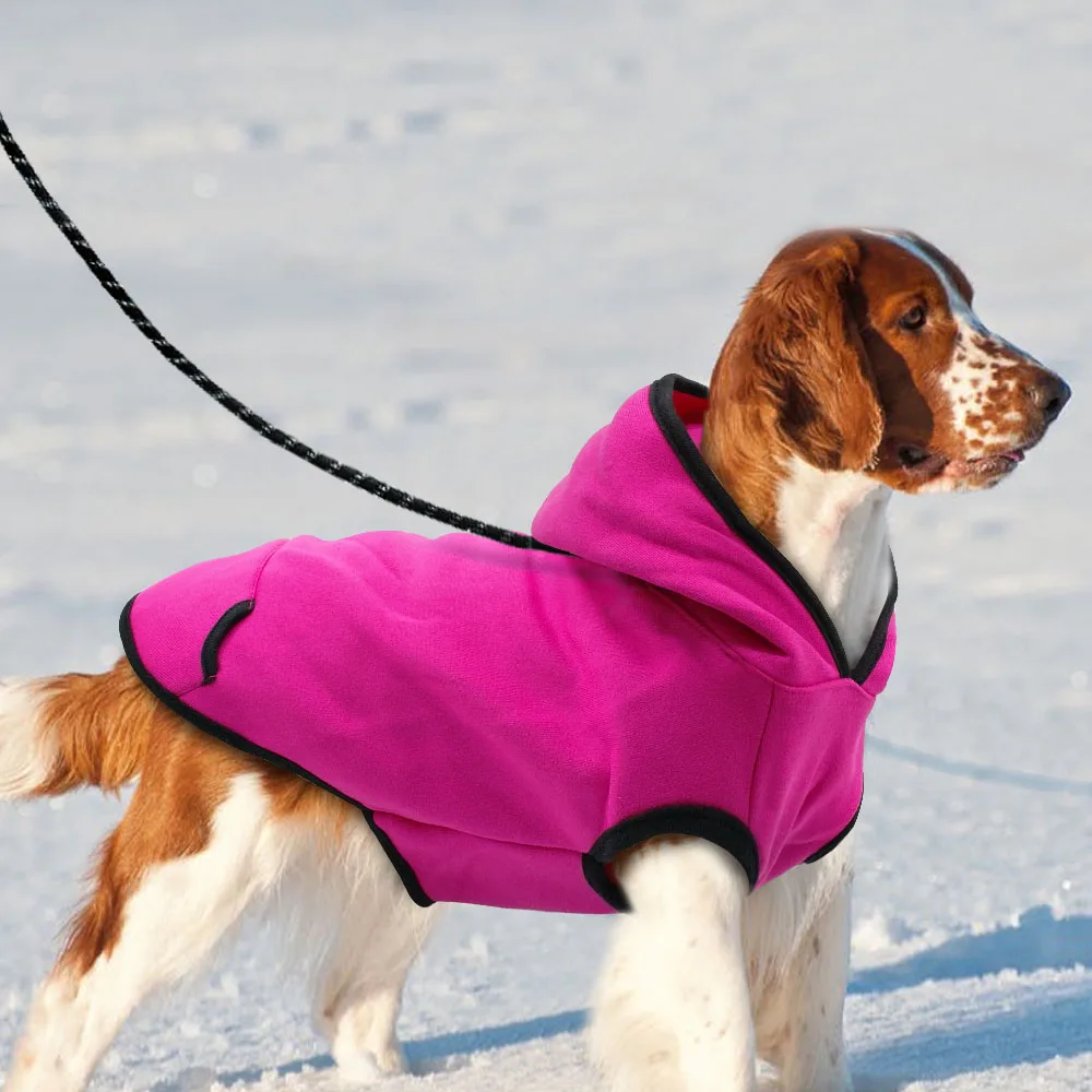 Теплая зимняя одежда для собак Мягкая флисовая куртка для питомца собак Одежда для домашних животных толстовки для средних и больших собак питбуль Французский бульдог - Цвет: Rose