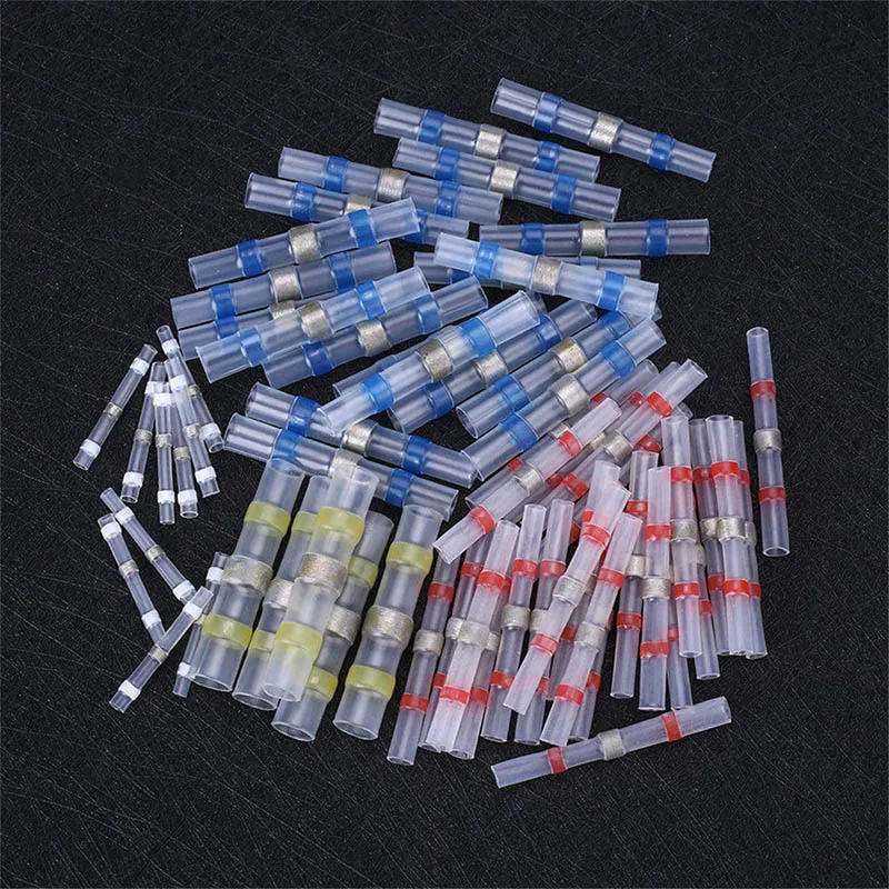 

50Pcs 4 Sizes Solder Sleeve Heat Shrink Butt Wire Splice Connector Waterproof Tools Kit with Box MDJ998