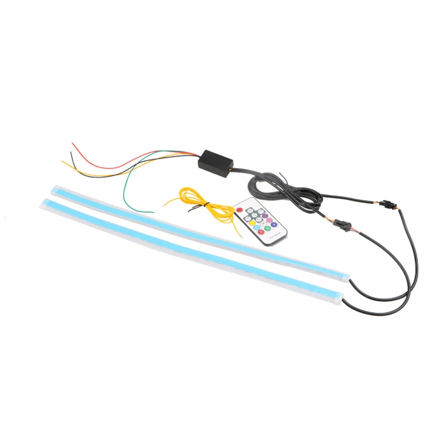 1 пара 30 см тонкий RGB струящийся последовательный гибкий светодиодный DRL для фар полосы дневного света с пультом дистанционного управления