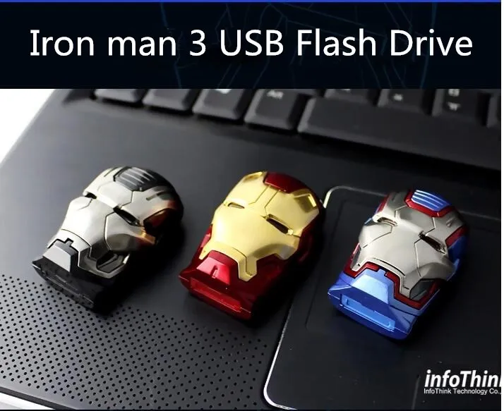 2017 Iron man Model USB Flash Drive 64GB 32GB 16GB 128GB Car Key Memory Stick Flash Pen Drive U disk thumbdrives eye light disk