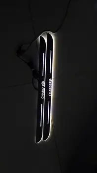 Osmrkポイントでnerfバー & ランニングボードled移動ドアスカッフプレートオーバーレイ動的光歓迎フォードラプター