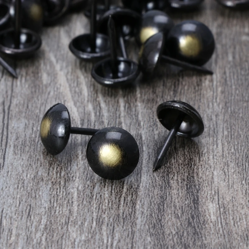 100pcs Antique Brass Upholstery Nails Furniture Tacks Pushpins Hardware Decor