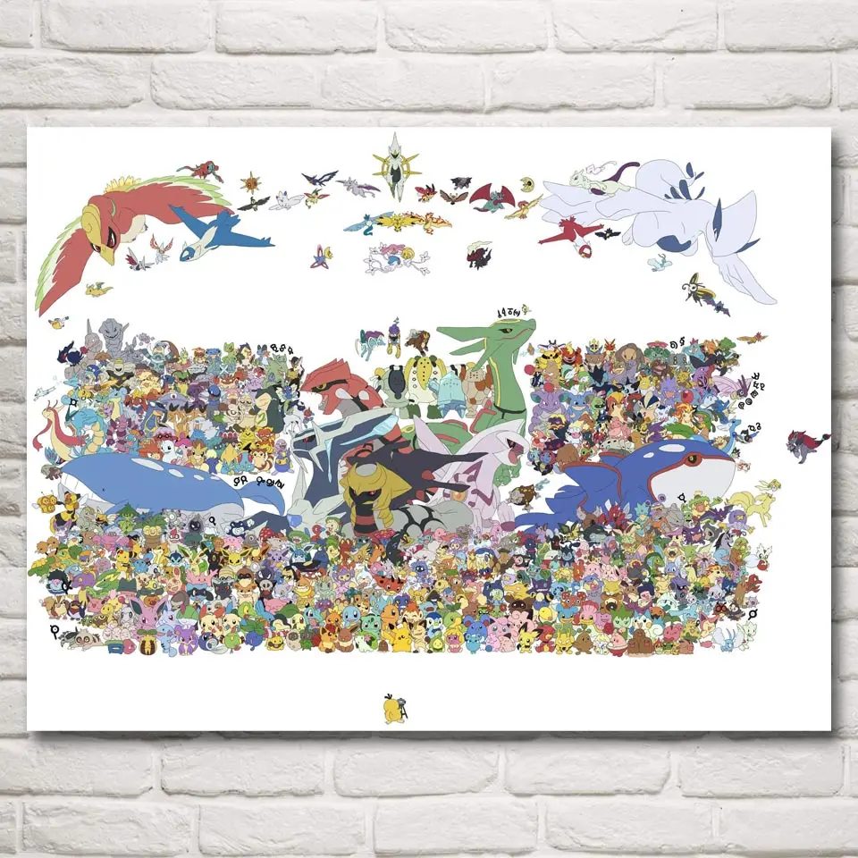 

FOOCAME Pokemon All Monsters Anime Game Art Silk Fabric Poster Print Home Decor Printing 12x16 18x24 24X32 Inches Free Shipping