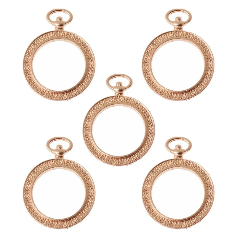 

5Pcs Cat On Moon Round Pocket Watch Metal Frame Pendant Bezel Cabochon Setting UV Resin Charm DIY Jewelry Making Tools
