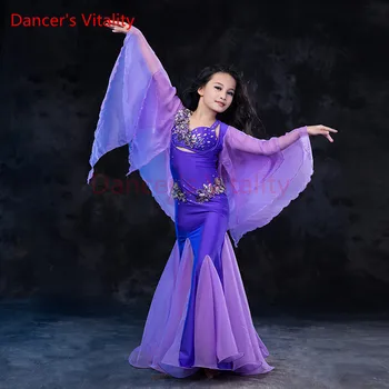 

Dancer's Vitality 2017 New Arrival Kids Belly Dance Costume Long Sleeves Diamond Belly Dancing Costumes Sets For Egypt Egyptian