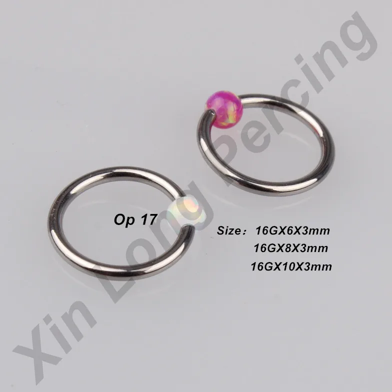 G23 Titanium Piercing Body Jewelry 16G BCR 3mm Opal Ball Closure Ring