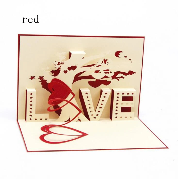  festival supplies greeting cards invitation paper pop up 3D love for Birthday Wedding Party gift cr - 32988942219
