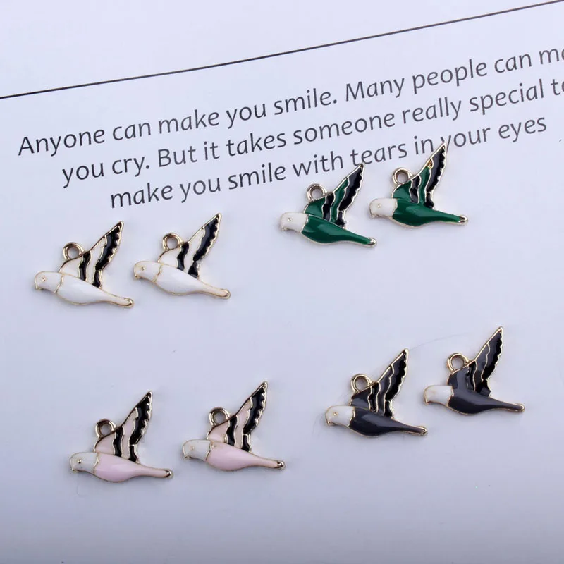 10 pcs/lot Cute Swallow Enamel Charms Fit Oil Drop Metal Animal Pendant Earring Bracelet Jewelry DIY Accessories YZ296 | Украшения и