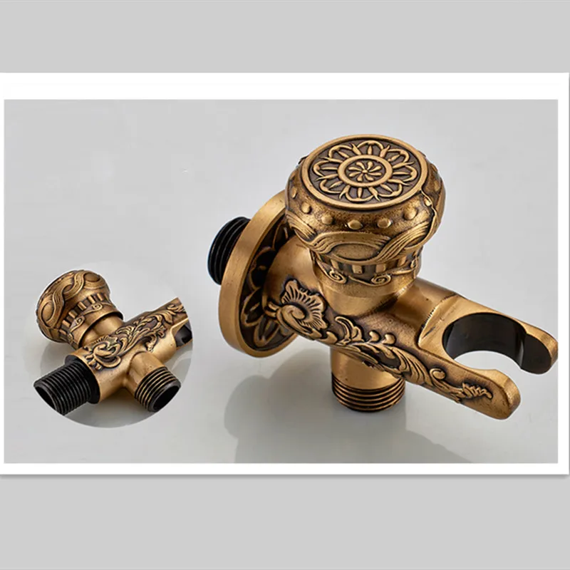 LIUYUE Bidets Faucets Antique Floral Pattern Brass Single Cold Wall Handheld Hygienic Shower Spray Wash Bathroom/Toilet Faucets