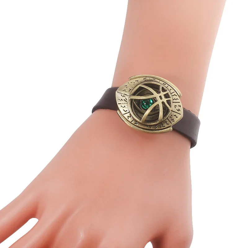 Avengers Bangles Bracelets Doctor Strange Eye of Agamotto Iron Man Arc Reactor Captain Marvel Thanos Leather Rope Bracelet Gift