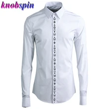 80% хлопковая деловая Мужская рубашка мод геометрический узор вышивка одноцветная рубашка футболка с длинными рукавами Узкие повседневные рубашки