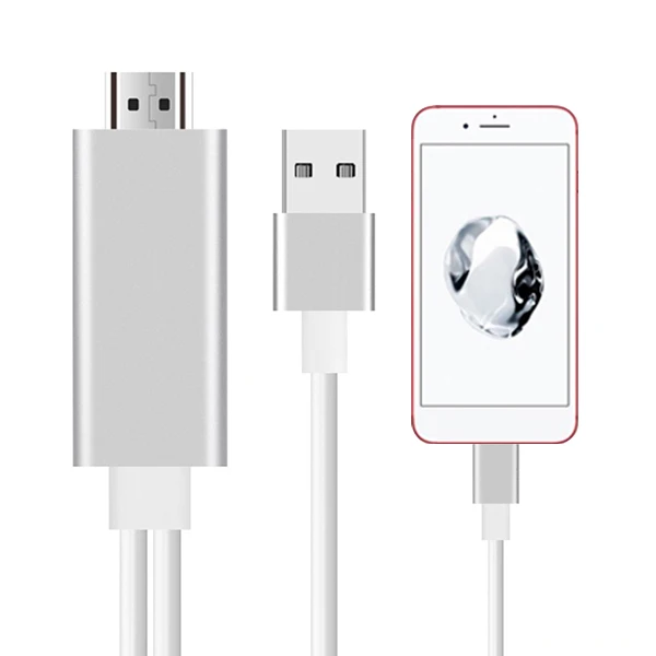 HDMI кабель для iPhone 6 S 7 8 Plus X iPad iOS 10 11 12 USB в HDMI конвертер HDTV Цифровой AV адаптер для Lightning-HDMI кабель - Цвет: Silver