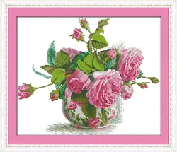 Новый Романтический Розовые розы цветы DMC вышивки крестом комплект 14ct белый 11ct напечатаны вышивка DIY ручной работы иглы работы стены дома