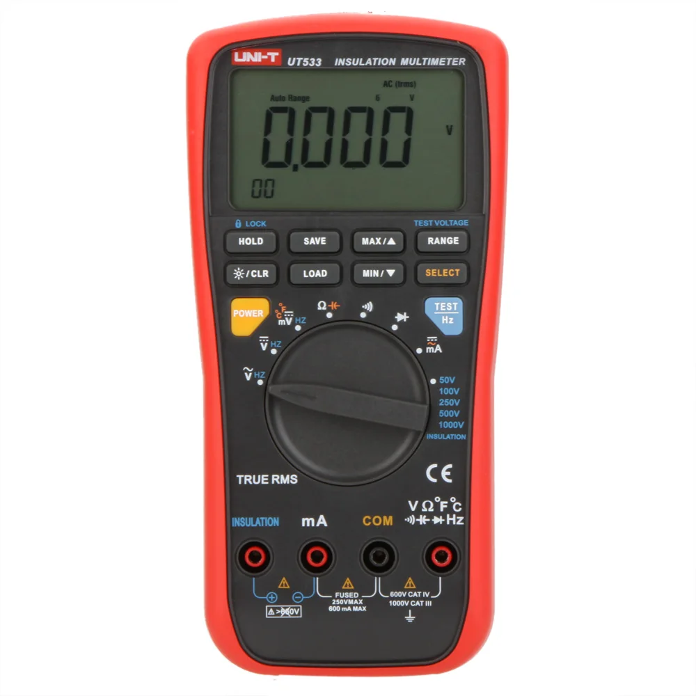 

UNI-T UT533 True RMS Insulation Resistance Multimeter, 1000V Megohmmeter Resistance/Capacitance/Frequency/Temperature Test