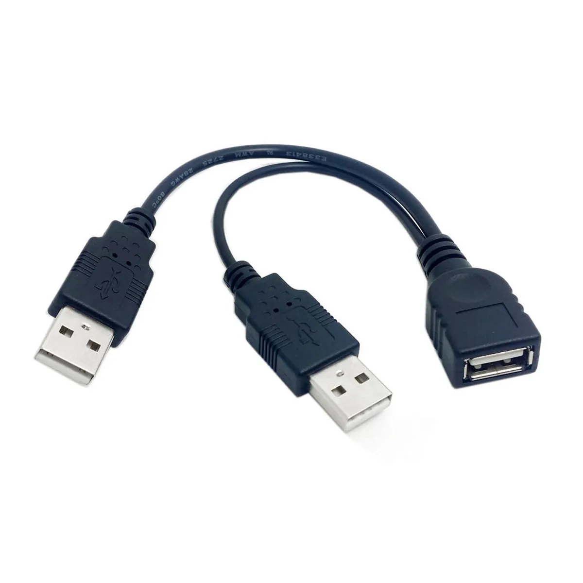 

CYDZ BK USB 2.0 Female A to Dual A Male Extra Power Data Y Cable for 2.5" Hard Disk