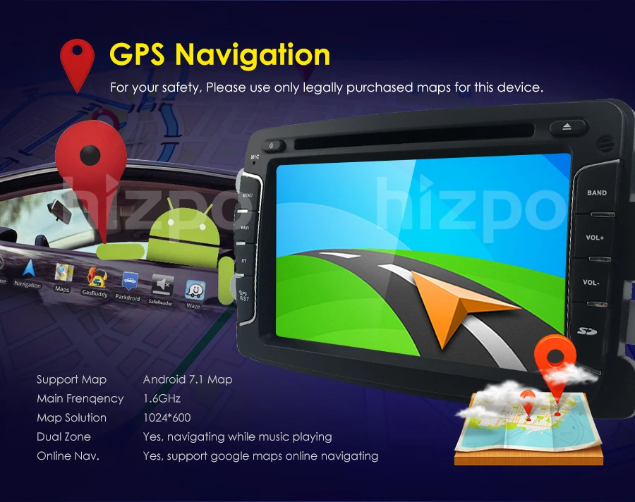 Top Quad Core Pure Android 7.1 GPS Navigator Radio Car dvd For Dacia Renault Duster Logan Sandero stereo Central CassetteWifi Player 10