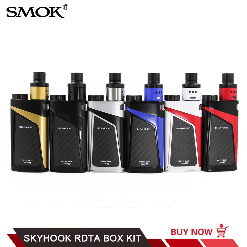 

100% Original SMOK Skyhook RDTA Starter Kit 220W Box Mod with 9ml RDTA Tank Electronic Cigarette Vaporizer VS SMOK Vape Alien