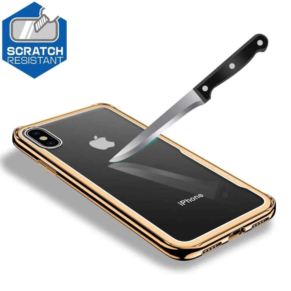 

For iPhone XS Max Case Tempered Glass Gold Bumper Plating Scratch Proof Cover for iPhone 8 7 6 6s Plus X XR XS Case Shockproof