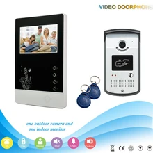 -V43D11ID 1V1 2016 4.3Inch Home Security Video Door Phone support Rf ID Unlocking work with electronic lock Intercom System